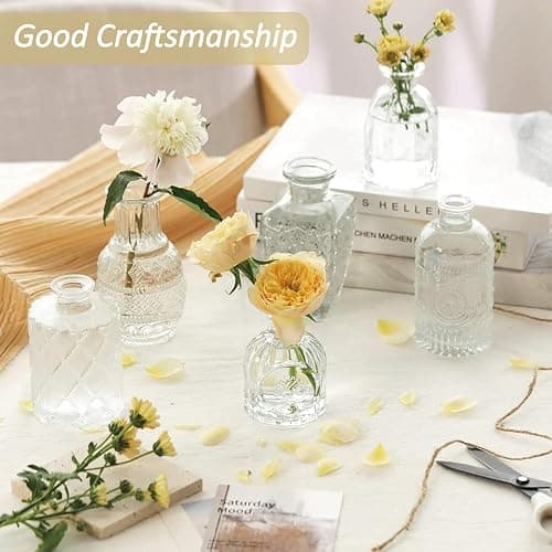 Glass Bud Vases Set of 40 PCS, Small Flower Vases for Wedding Centerpiece Table Decoration, Vintage Vase in Bulk for Flower Arrangements, Mini Vase for Birthday Party, Festival Home Decor,Clear thumbnail 6
