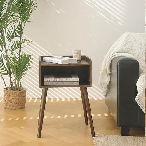 MaxSmeo Night Stand Set 2, Mid Century Modern Side Table Bedroom with Storage, Small End Bedside Table Set of 2 with Solid Wood Legs for Living Room, Office Small Spaces (Rustic Brown) thumbnail 7