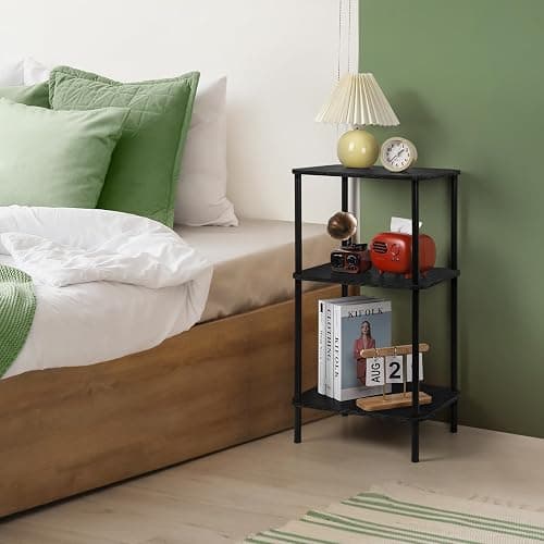 BTY Tall Side Table 3 Tier End Table, 30 Inch H Small End Table with Storage Shelves, Tall Nightstand for Small Spaces Living Room, Bedroom, Home Office,3 Tier Slim Telephone Table thumbnail 7