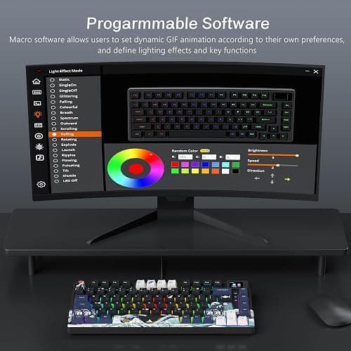 Womier S-K80 75% Keyboard with Color Multimedia Display Mechanical Gaming Keyboard, Wired Hot Swappable Gasket Mount RGB Custom Key Board, Pre-lubed Stabilizer for Mac/Win, Black Kanagawa thumbnail 5