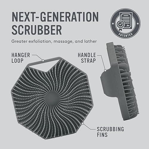 Sud Scrub® Antimicrobial Silicone Body Scrubber, Exfoliating Body Scrubber for Sensitive Skin, Eco Friendly Shower Scrubber for Body, Silicone Body Brush for Showering, Charcoal - Charcoal thumbnail 5