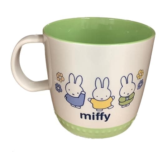 By Magenta Miffy Coffee Mug, White with Green Base & Three Friends Design thumbnail 3