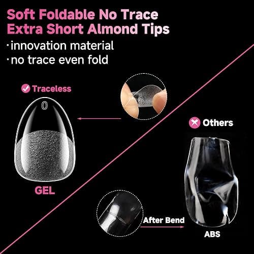 UNA GELLA Extra Short Almond Nail Tips, 312pcs XS Short Almond Gel Nail Tips Pre-Shaped Half Matte Full Cover No Need File Soft Gel Clear Fake Nails for Nails Extension Home DIY Salon 12 Sizes thumbnail 4