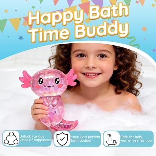 Axolotl Squishy Glitter Stress Relief Toy, Slow Rising Squishy (Pink) | Relief Squishy Toys, Slow Rising Squishy Toys, Fidget Toys for Kids Youth Adult, Salamander Gift for Party Birthday Christmas thumbnail 4