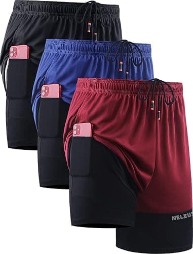 NELEUS Men's 2 in 1 Running Shorts with Liner,Dry Fit Workout Shorts with Pockets - Image 1