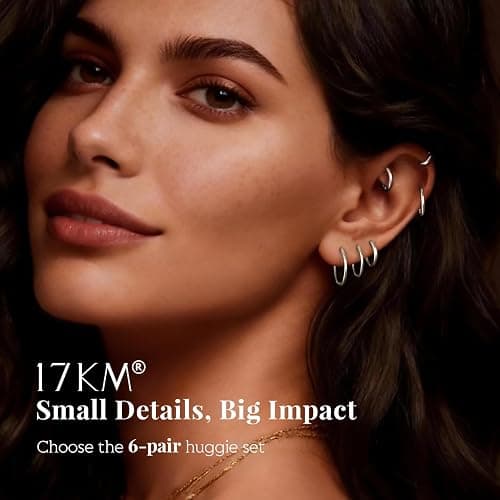 6 Pairs Hoop Earrings for Womem: 14K Gold-plated Lightweight Hypoallergenic, Nickel-Free Lead-Free, Non-Tarnish Cartilage for Multiple Piercings Stack for Jewelry Set thumbnail 7