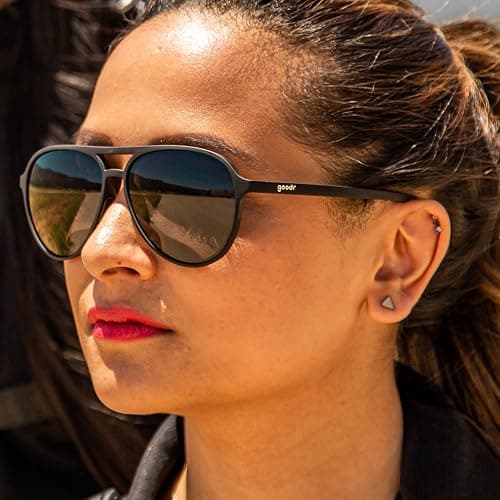 goodr Operation: Blackout Polarized Aviator Sunglasses for Men & Women, Large Sized (Mach G), Black Solid Frame with Black Non-Reflective Glare Reducing Lenses, UV400 Protection, No Slip, No Bounce thumbnail 4