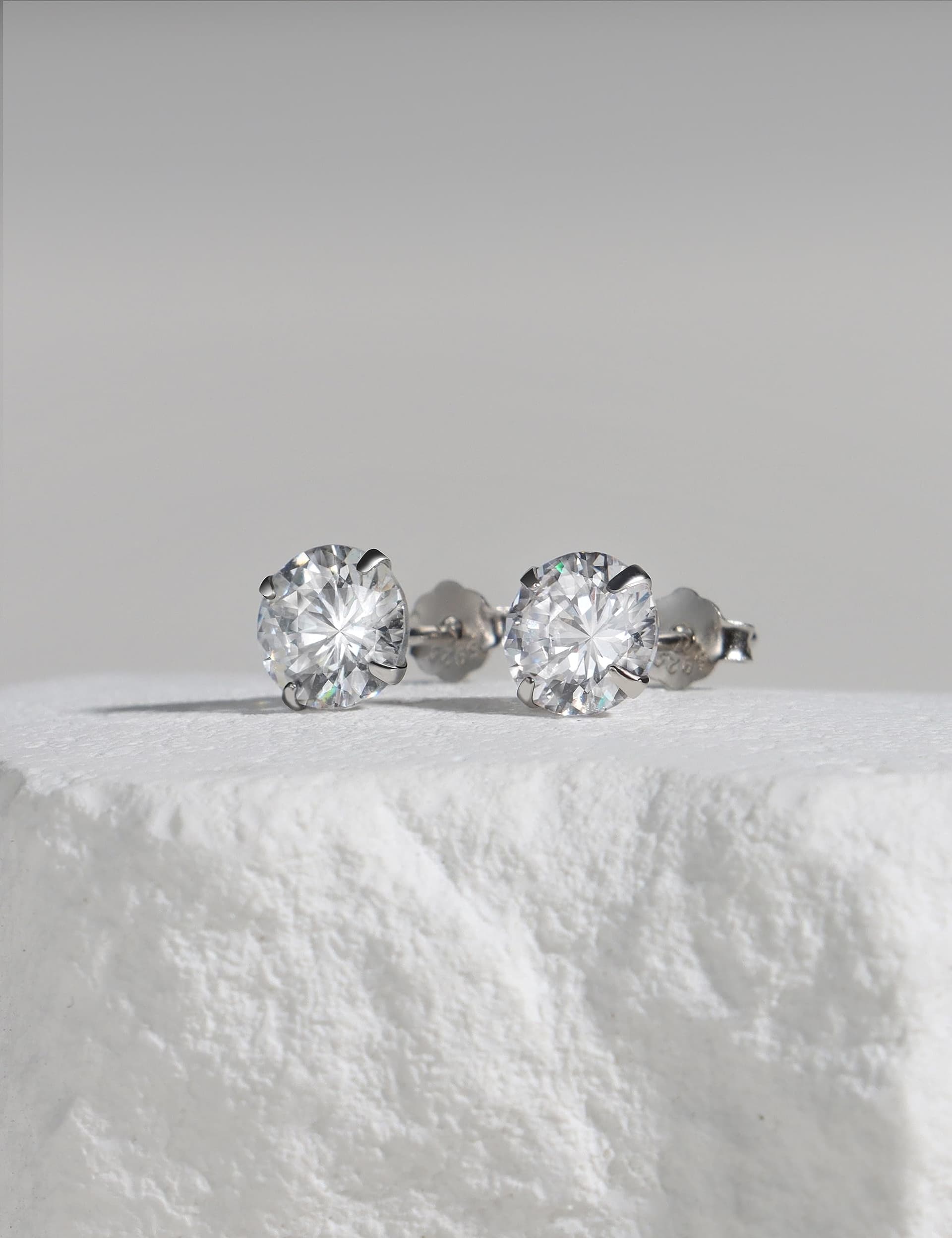 Sterling Silver Earrings for Women,Stud Earrings for Women,5A+ Cubic Zirconia,Hypoallergenic Earrings Set Anti-Oxidation Elastic Packing Box thumbnail 5