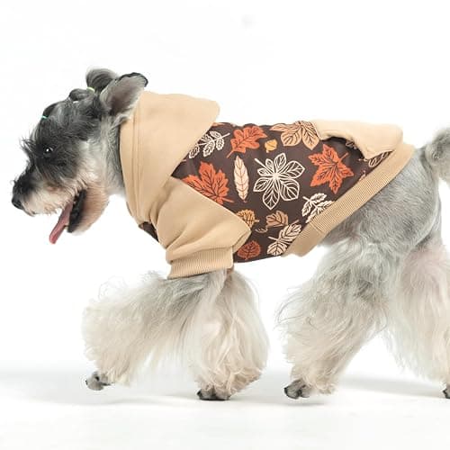 KOOLTAIL Fall Dog Hoodie with Autumn Maple Leaf Pattern for Small Medium Large Dogs -Thanksgiving Pet Sweater Sweatshirt Warm Cold Weather Clothes with Leash Hole and Pocket for Puppy Male/Female M thumbnail 7
