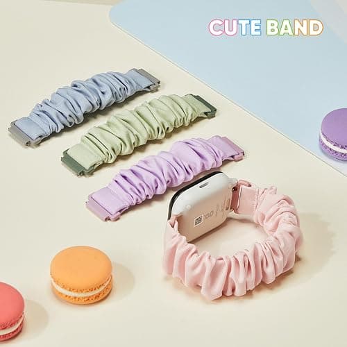 4 Pack Kids Scrunchie Bands Compatible with Gizmo Watch 3 2 1/Gabb Watch 3e 3 2 1/Sync UP Watch/Cosmo Jr Track Watch, 20mm Stretchy Solo Loop Cute Band for Boys & Girls thumbnail 4