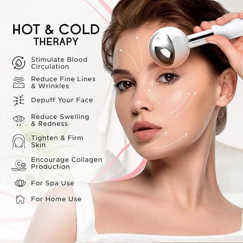 Ice Globes for Facials | Unbreakable Steel Cooling Roller | Cryo Sticks for Face | Massager for Face Neck & Eyes | Skin Care for Dark Circles, Puffiness, Wrinkles, Collagen Production (White) thumbnail 4