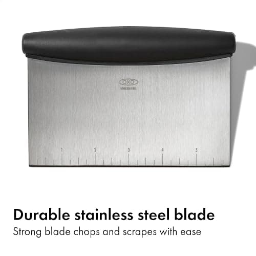 OXO Good Grips Stainless Steel Multi-Purpose Scraper & Chopper, Dough Cutter for Pizza, Bread and Cookie Dough, Multi-Purpose Vegetable Chopper, Dishwasher-Safe Kitchen Essential thumbnail 4