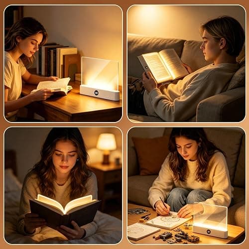 Choudao LED Book Light & Night Light 2 in 1, Flat Reading Light, Black | 3 Color Temperatures & Stepless Dimming, USB Rechargeable Full Page Light with Timer for Night Reading in Bed thumbnail 8