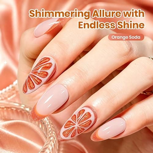 Beetles Orange Cat Eye Gel Nail Polish, 15ML Orange Soda Glitter Cat Eye | Magnetic Gel Polish Shimmer Effect Soak Off UV French Nail Art Design Salon DIY Manicure Gifts for Women thumbnail 3