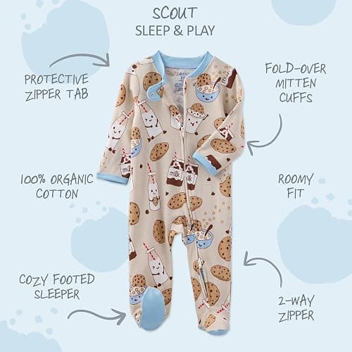 Butterblu Baby Boys' Scout Sleep & Play 100% Organic Cotton Footed Zip Front Sleeper Pajamas for Baby Boys thumbnail 2