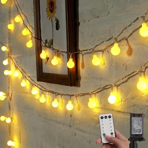 Minetom Mini Globe String Lights, 66 Ft. 200 LED Fairy String Lights Plug in, 8 Modes with Remote, Decor for Indoor Outdoor Party Wedding Christmas Tree Garden, Warm White - Image 1