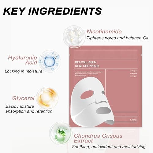 Bukamkom Collagen Face Mask (8pcs), Hydrogel Overnight Face Mask for Hydration & Soothing, Hydrogel Collagen Facial Mask, Face Masks Facial Masks Skincare thumbnail 6