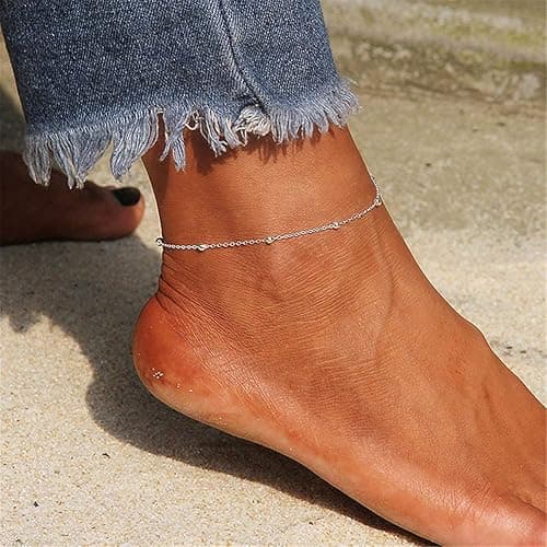 Personalized Name Ankle Bracelet for Women Custom Layered Name Anklet with Initials 18K Gold Plated Graduation Gift Customized Anklets for Women 8.7”-10.7” thumbnail 3