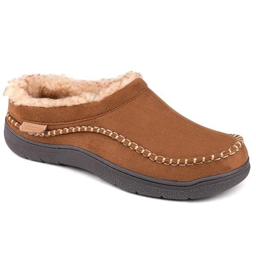 Zigzagger Men's Slip On Moccasin Slippers, Indoor/Outdoor Warm Fuzzy Comfy House Shoes, Fluffy Wide Loafer Slippers thumbnail 4