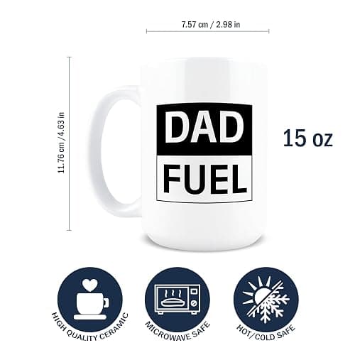 Dad Fuel Coffee Mug, Dad Coffee Mug, Funny Fathers Day Cup, 15oz Ceramic Novelty Gag Gift, Birthday Christmas Gift for Coworker, Dishwasher Safe Microwave Safe BPA Free Cup thumbnail 3