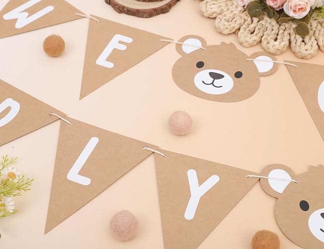 We Can Bearly Wait Banner - Bear First Party Decoration,Bear 1st Birthday Banner,Bear Gender Reveal Decorations (we can bearly wait) thumbnail 8