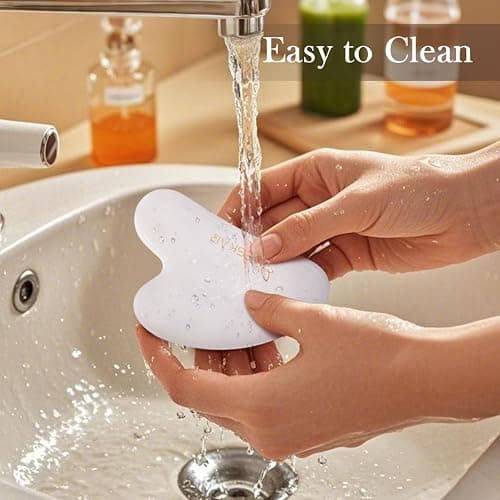 BESKAR Gua Sha Facial Tools, Natural Jade Stone Guasha Massager for Jawline Sculpting, Tighten Face Skin and Reduce Wrinkles, Face Eyes Body Neck Massage Tool, Skin Care Gift thumbnail 6