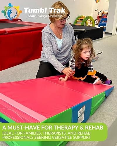 Folding Incline for Pediatric Occupational Therapy - Stimulates Balance, Core Activation, and Proprioceptive Input (Bright Pastel, 60 in x 84 in x 16 in) thumbnail 3