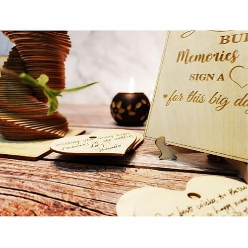 Wedding Guest Book Alternative Sign 72 Wood Hearts Guest Book Wedding Reception, Wedding Decorations Baby Shower 1st Birthday Party Decoration Baptism Rustic (Heart) thumbnail 4