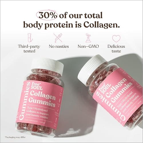 Collagen Gummies by Free Soul | High Strength Marine Collagen Supplement | Advanced Superior Type 1 Hydrolysed Collagen Peptides | Triple Strength Pure Formulation Supplement | 60 Gummies thumbnail 6