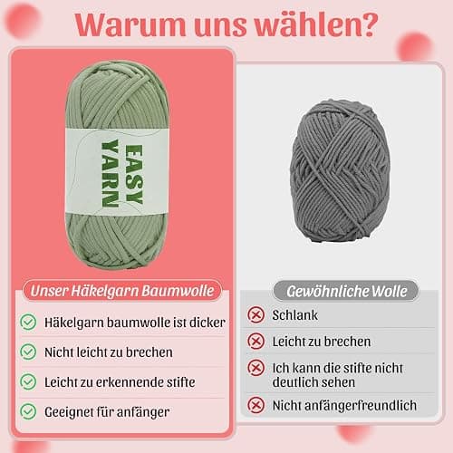 4 X 50g Häkelgarn Wolle zum Häkeln Dickes Garn Häkelwolle Crochet Yarn Chenille Wolle zum Häkeln gut Sichtbare Maschen, Dicke zum Häkelns Dickes Baumwoll-Nylon-Hellgrünes mit Häkelzubehör thumbnail 4
