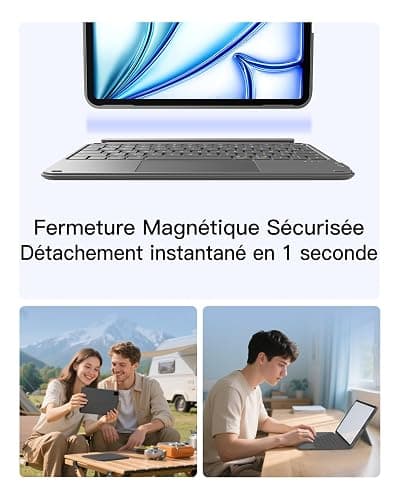 Inateck Coque Clavier pour iPad 11e/10e Gén, pour iPad 10e (10,9")/ 11e (2025 A16), Air 11" M3/M2, Air 6/5/4e, Pro 11 4e-1re, Clavier Ultraléger Détachable avec Pavé Tactile, Gris AceTouch thumbnail 5