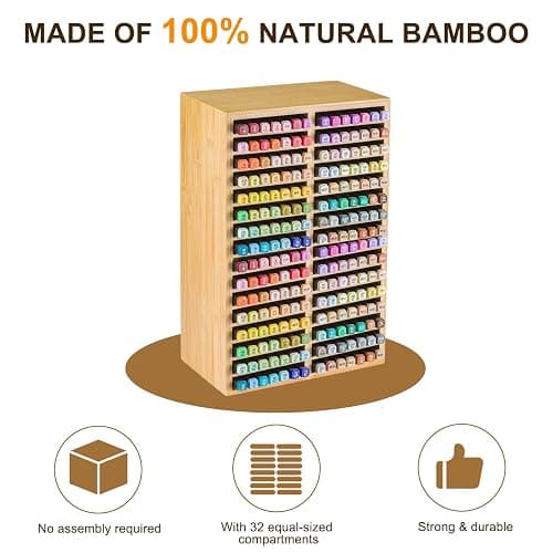 M.J COMFY-LIFE Bamboo Marker Organizer - 32 Compartment Desktop Storage Holds 224 Markers/Pens | Natural Wood Stationery Holder for Artists, Classroom & Office (224 Markers) thumbnail 5