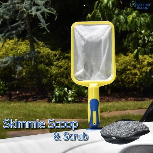 The Skimmie Scoop - Patented Handheld Skimmer with Fine Mesh Net for Spa, Hot Tub, Cold Plunge and Small Pool Cleaning - Lightweight and Durable with Powerful Suction Cup - Clean Out Filter (Yellow) thumbnail 4