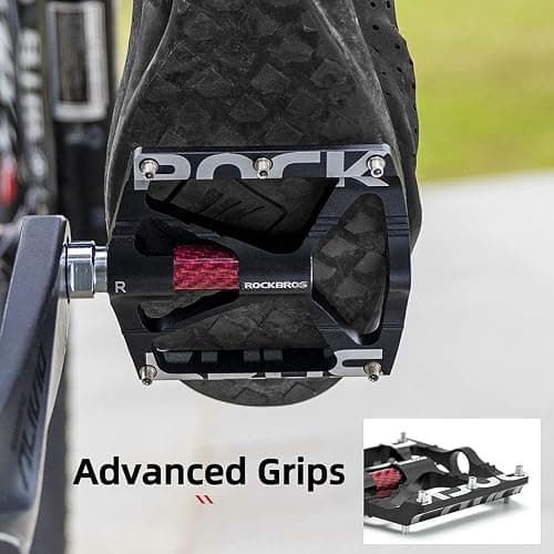 ROCKBROS Mountain Bike Pedals MTB Pedals CNC Non-Slip Lightweight Aluminum Alloy Bicycle Pedals Sealed Bearings Bicycle Platform Pedals 9/16" BMX Road Bike Pedal thumbnail 3