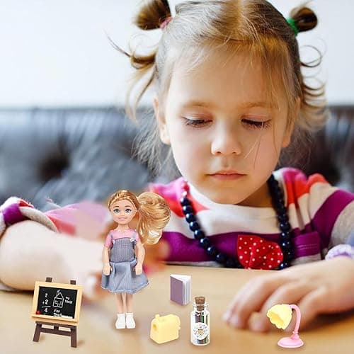 SOTOGO 34 Pieces Doll House School Supplies Mini School Accessories Dollhouse Toy Home Miniature Model DIY Doll Accessories - A Doll School Accessories thumbnail 7