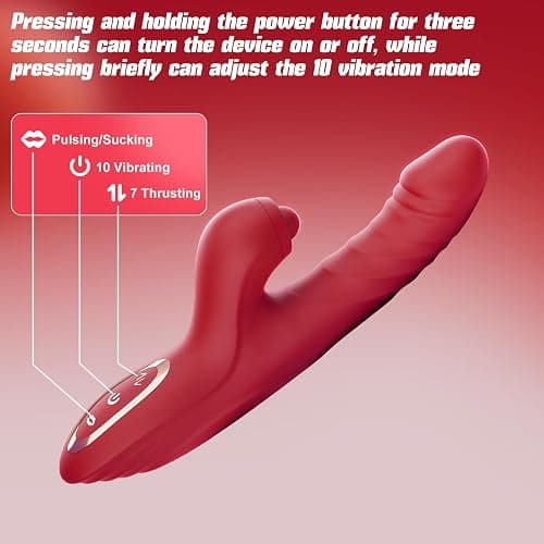 Vibrator Thrusting Dildo for Women Toendi G Spot Rose Toy Clitoral Stimulator Sex Toys Dildos Vibrator with 10 Vibration 7 Thrust Mode with Licking, Rabbit Vibrators Adult Sex Toy Couple AI Sync Games thumbnail 5