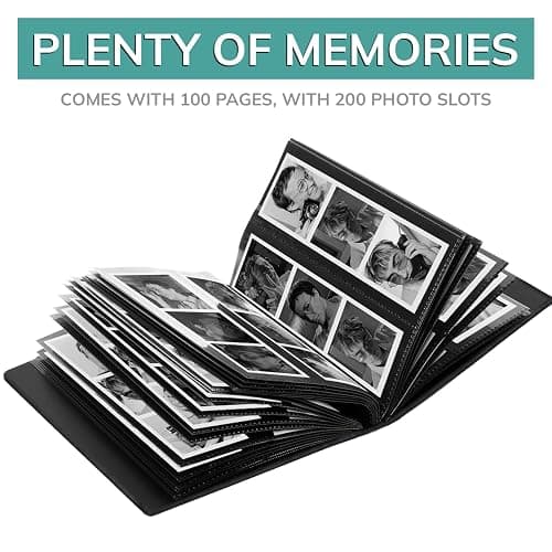 pbf Photo Booth Album | 2x6 Photo Album w/Picture Sleeves | 2x6 Strips Memory Book | Photo Strip Album | Wedding Photo Album for Photo Booth Pictures | 100 Pages, Holds 200 Photos (Black, 1-Pack) thumbnail 6
