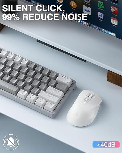 SOLAKAKA SM66 White Silent Dual Mode 2.4GHz Wireless Mouse, Adjustable 4800 DPI, Rechargeable Computer Mouse for PC, Mac, Laptop, Desktop - white thumbnail 5