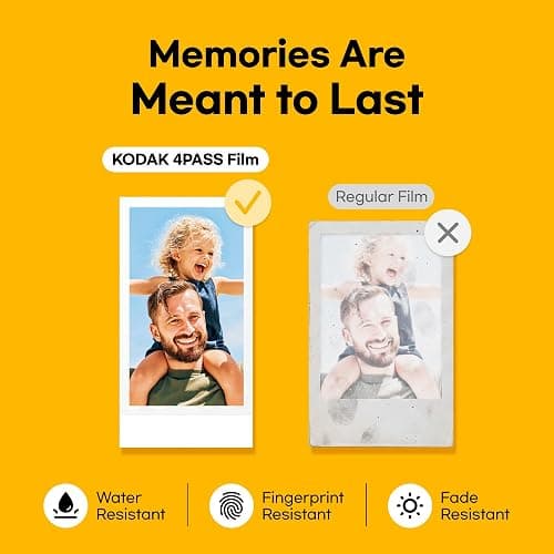 KODAK Mini 2 Retro 2x3 Portable Photo Printer, 4PASS, 38 Sheets, Black | Bluetooth, iPhone & Android Smartphone Compatible, Smudge-Proof, Water-Resistant, Fade-Resistant thumbnail 9