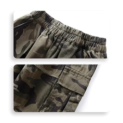 Baggy Pants Kids Camo Camouflage Wide Leg Streetwear Uncuffed Boys Loose Fit Cargo Elastic Waist with Multi Pockets Boys thumbnail 6
