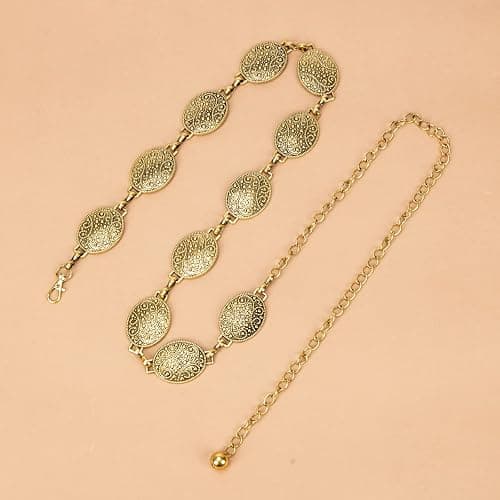ILuvatar Waist Chain Women's Metal Dress With Sweater Gold Retro Turquoise Stone Punk Belt Concho Western Belts thumbnail 8