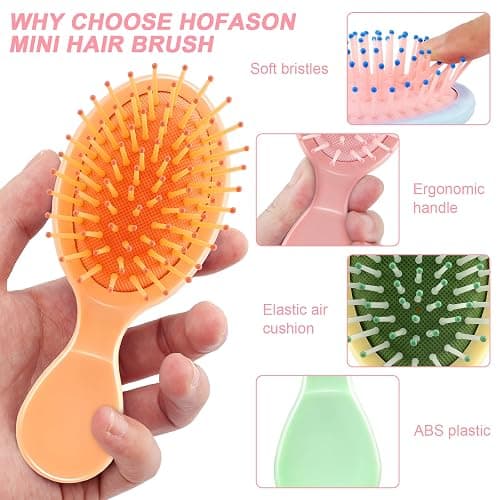 HOFASON 28 Pieces Bulk Mini Wet Hair Brush & Mini Combs Set for Kids Girls Women, Easter Basket Stuffers, Bridesmaid Gifts, Spa Party Supplies, 14 Travel Small Brush and 14 Fine Wide Hair Combs thumbnail 3