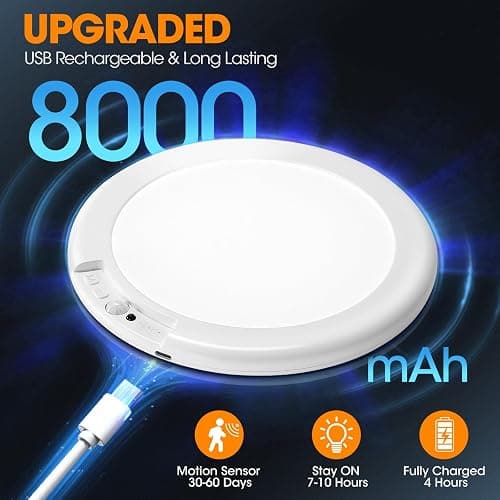 Gotopceed Rechargeable Motion Sensor Ceiling Light with Remote - Magnetic Wireless Ceiling Light Battery Powered for Closet Shower Stairs Shed Hallway ect thumbnail 3