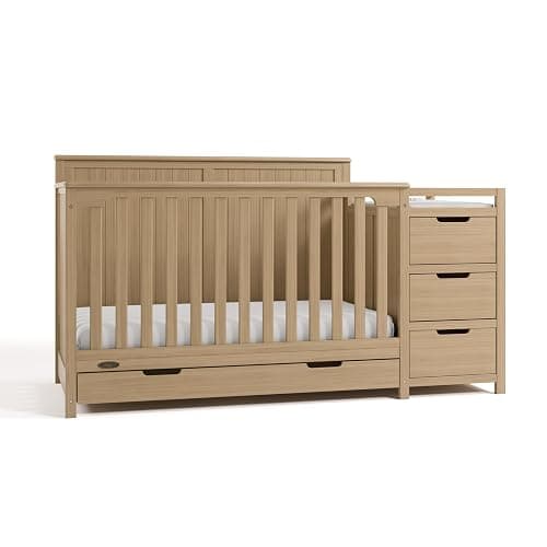 Graco Hadley 5-in-1 Convertible Crib & Changer, Driftwood | GREENGUARD Gold Certified, Fits Standard Crib Mattress, Converts to Toddler Bed and Full Bed, 4 Adjustable Mattress Heights thumbnail 14