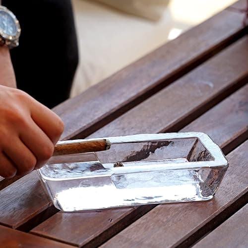 The Buybox Cigar Ashtray Big Ashtrays for Cigarettes Outdoors Large Heavy Glass for Patio/Outdoors/Cigars Ash Tray Large Giant Luxury Premium Cigarette Ashtrays for Outdoor Party Restaurant & Pool thumbnail 2