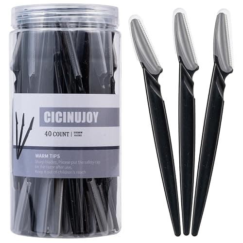 40pcs Eyebrow Razor for Women, Newbie Friendly Dermaplane Razor, Face Razors and Shaver Dermaplaning with Protective Covers (Black) - Image 1