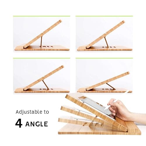 ELETIUO Tablet Desktop Stand Height Adjustable,Foldable Bamboo Drawing Ipad Holder,Multi-Angle Portable Stand Organizer,Compatible with 12.9 inch ipad pro 3rd/4th Gen thumbnail 4