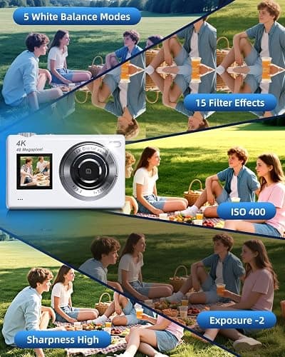 ARNSSIEN Digital Camera with Dual Screen,Autofocus 4K 48MP Vlogging Cameras for Photography with 32GB Card,Point and Shoot Digital Cameras,16X Zoom,Anti-Shake,Present for Kid Teen Beginner,Y5 thumbnail 6
