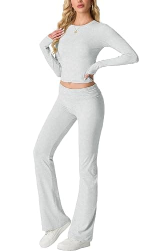 IWOLLENCE Hausanzug Damen Jogginganzug Set Lounge Set 2 Teiler Sportanzug Damen Y2K Outfit Homewear mit Crop Top und Schlaghosen thumbnail 8
