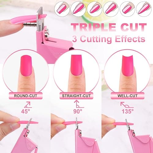 Light Pink Metal Premium Nail Clippers with Magnets Sizers for Acrylic Nails, False Nail Cutters for Nail Tips Fake Nail Trimmer Manicure Pedicure Sharp Clip Nail Tool Supplies For Salon Beauty thumbnail 4